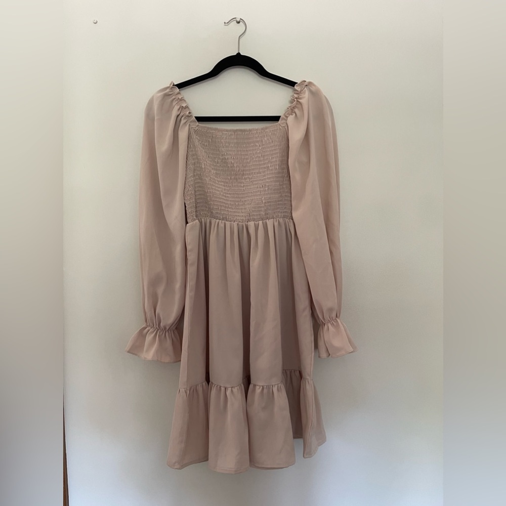 SheIn Women's Shirred Ruffle Long Sleeve Dress